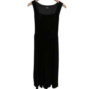 Cider Women Sz S Black Velvet Square Neck Lace Up Back Midi Dress Whimsigoth